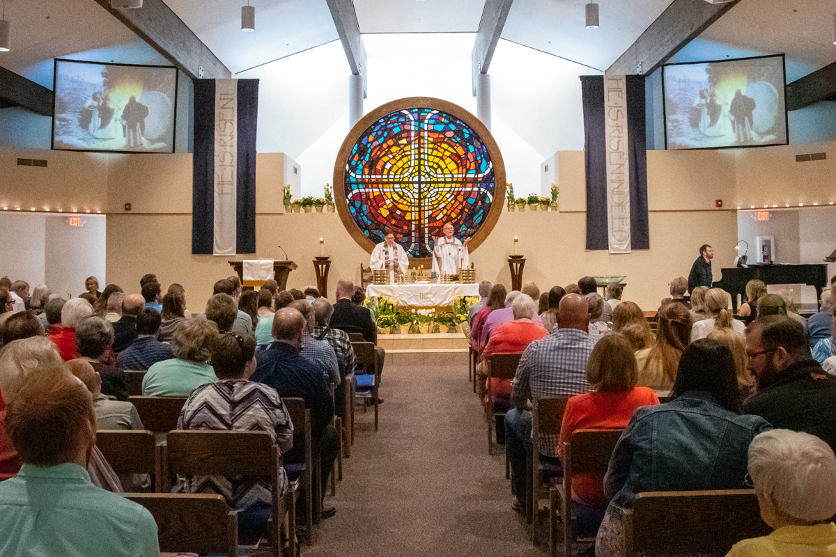 April 21, 2019:  Christ Has Risen!  The faithful fill the Sanctuary for the late morning Easter Worship service.