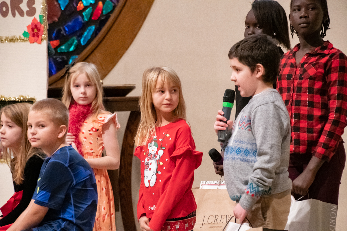 December 16, 2018:  Not everyone has the courage as a kid to hold the microphone and have a speaking part in the Christmas program. 